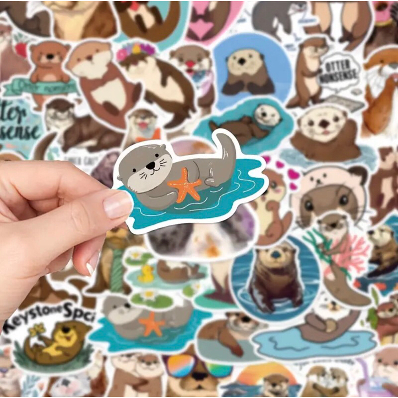 Set sticker rái cá dễ thương siêu hot cho vali sách vở mũ bảo hiểm laptop điện thoại