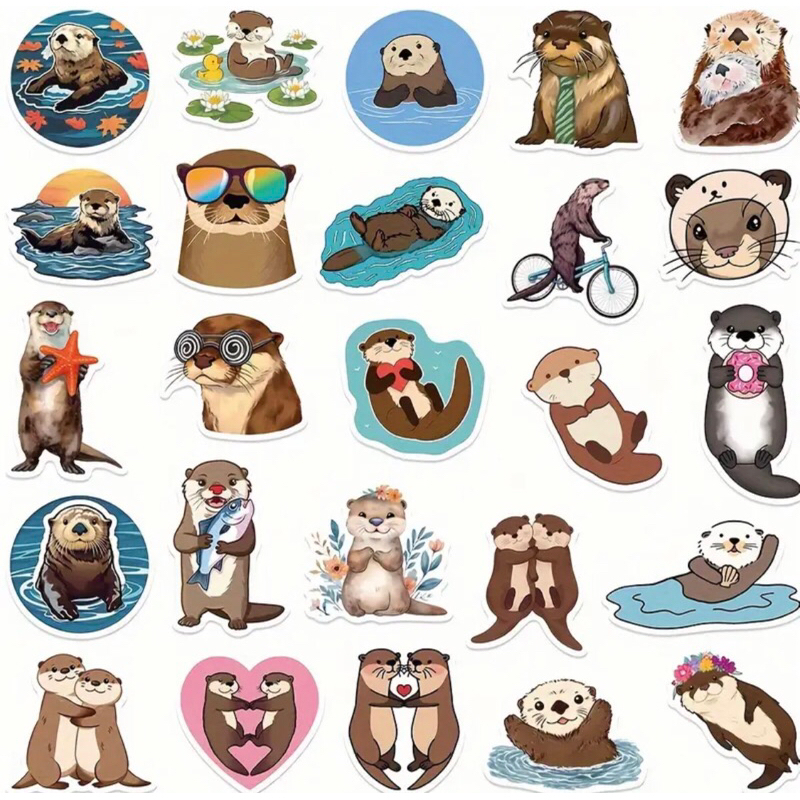 Set sticker rái cá dễ thương siêu hot cho vali sách vở mũ bảo hiểm laptop điện thoại