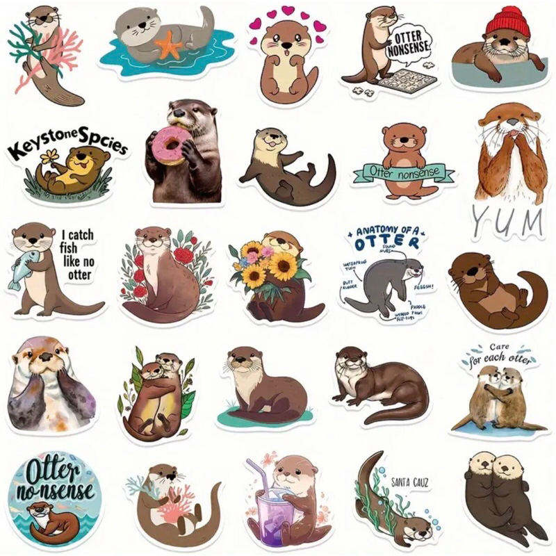 Set sticker rái cá dễ thương siêu hot cho vali sách vở mũ bảo hiểm laptop điện thoại
