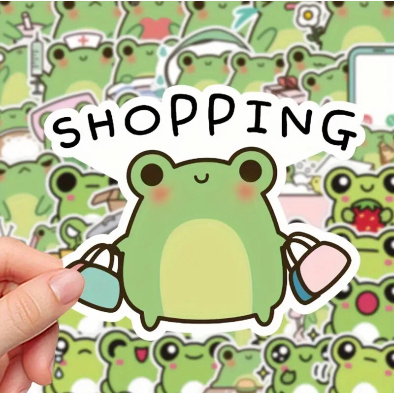 100 sticker Dễ Thương Ếch Hoạt Hình Dán Tinh Tế Và Sáng Tạo DIY Cầm Tay Sổ Tay Laptop Chống Thấm Nước Decal Dán