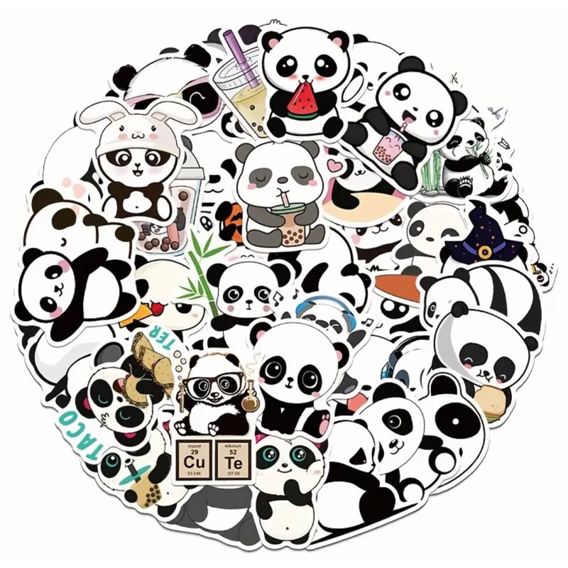 60 sticker gấu panda siêu cute đáng yêu  trang trí sổ tay note book laptop mũ bảo hiểm chống nước tốt
