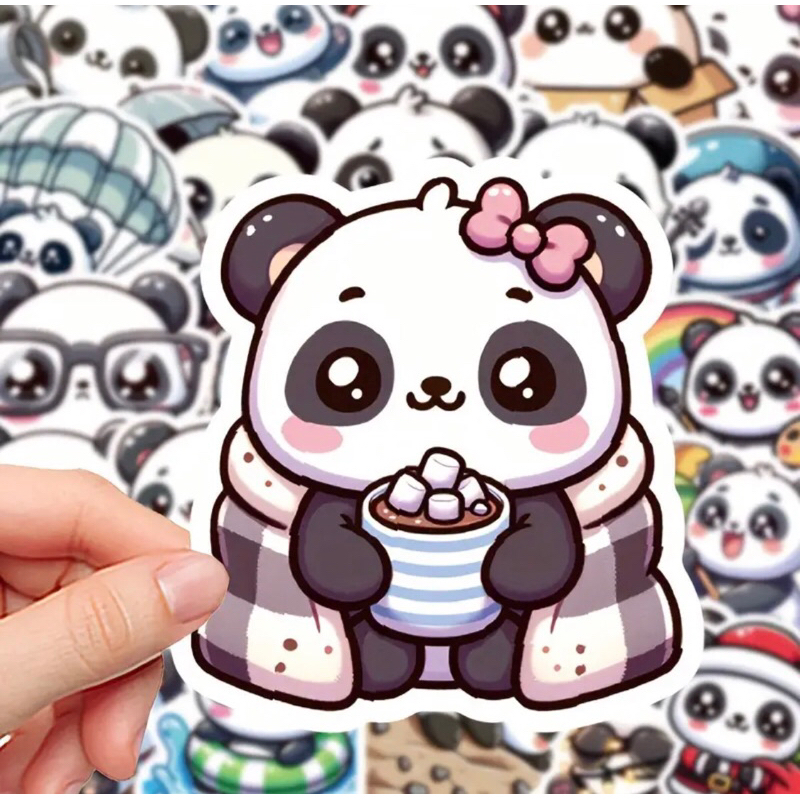 100 sticke Hoạt Hình Dễ Thương Gấu Trúc Series Graffiti Miếng Dán Cho Vali Điện Thoại Di Động Ốp Lưng Laptop Mũ Bảo Hiểm
