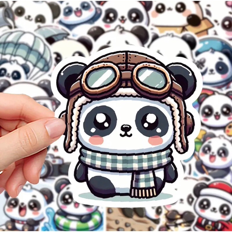 60 sticker gấu panda siêu cute đáng yêu  trang trí sổ tay note book laptop mũ bảo hiểm chống nước tốt
