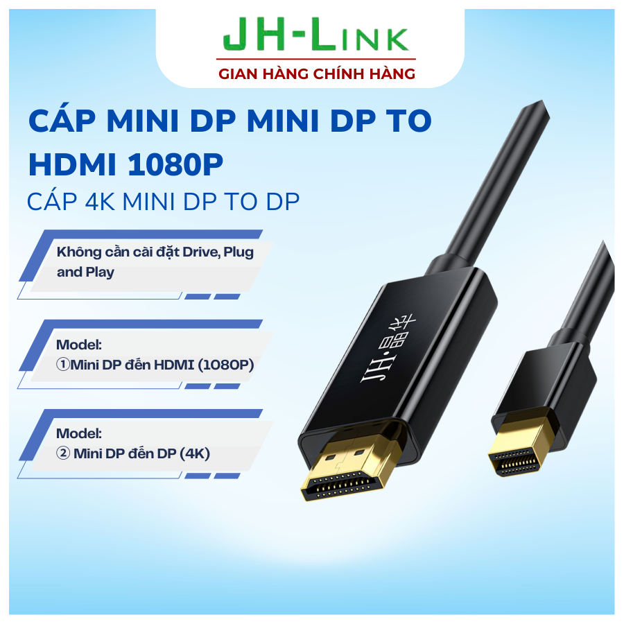 Cáp Mini DP nam đến nam Mini DP to HDMI 1080P Cáp 4K Mini DP to DP Máy ...