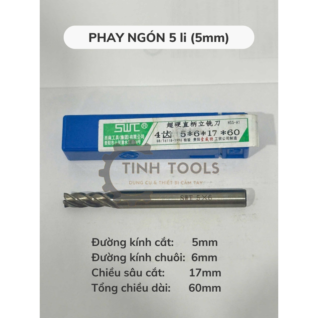 Mũi phay ngón SWT chuyên phay nhôm | Dao phay ngón thép gió HSS 4 lưỡi đủ size từ 4mm đến 12mm