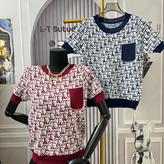 Áo len nữ cổ tròn cộc tay chữ đi o siêu sang, len mặc bốn mùa free size 876
