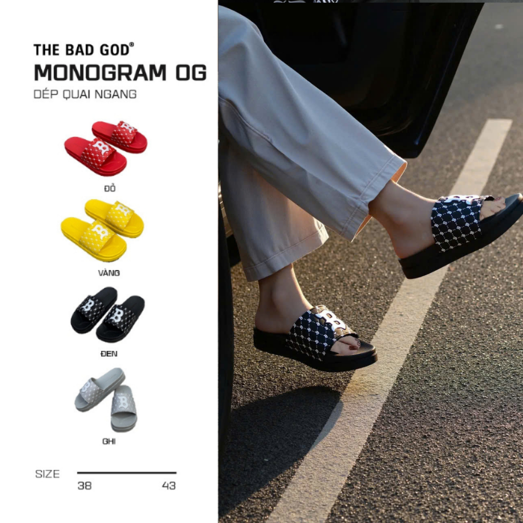 Dép Quai Ngang Nam Nữ The Bad God Monogram Đế Cao PVC Êm Chống Trơn Trượt | BigBuy360 - bigbuy360.vn