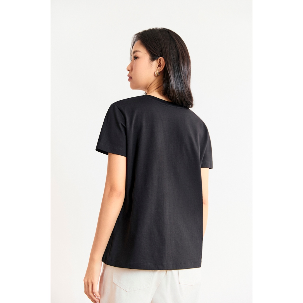 Ảnh Áo phông cổ tim MONO TALK tay cộc, dáng relax, chất thun cotton co giãn 4 chiều T60002FT 2