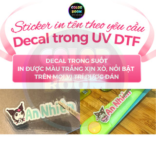 Sticker In Tên Theo Yêu Cầu - Chất Liệu Decal Trong UV DTF, Đánh Dấu Đồ Dùng Học Tập Cho Bé