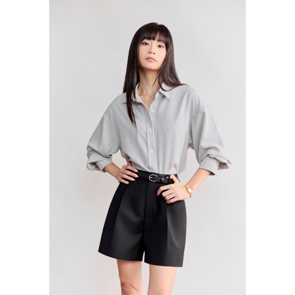 Ảnh Quần shorts cạp cao MONO TALK dáng A, chất liệu tuýt si (kèm thắt lưng) MFOT25Y-B40001FT 4