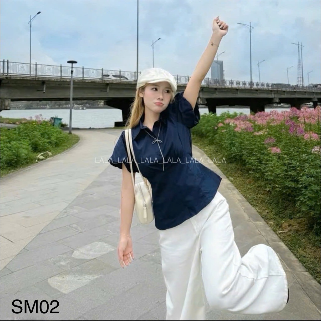 Áo sơ mi tay bồng dây buộc eo dáng babydoll LALASTORE SM10