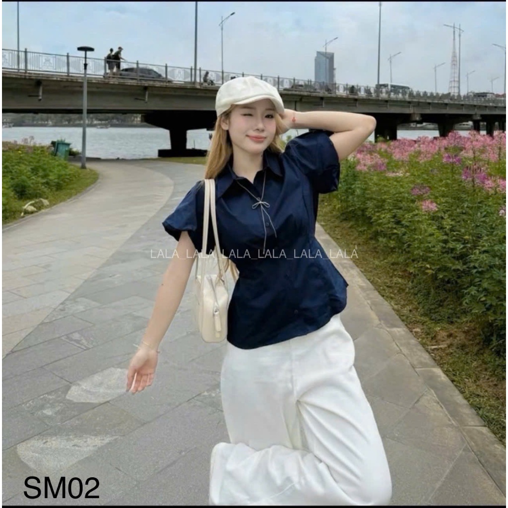Áo sơ mi tay bồng dây buộc eo dáng babydoll LALASTORE SM10