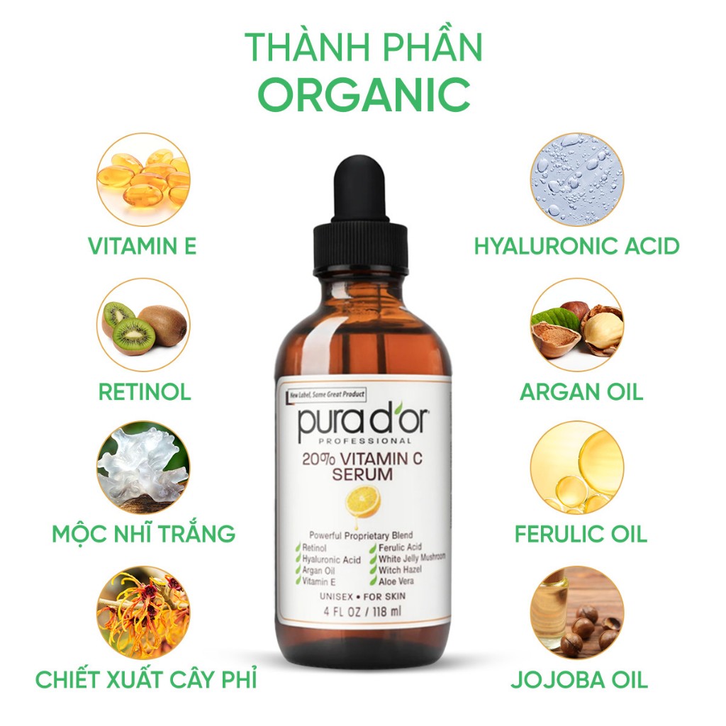 Ảnh Serum Vitamin C 20% Hữu Cơ Hỗ Trợ Sáng Da Mờ Thâm, Hỗ Trợ Chống Lão Hoá 118ml tặng 2 scrunchies 4