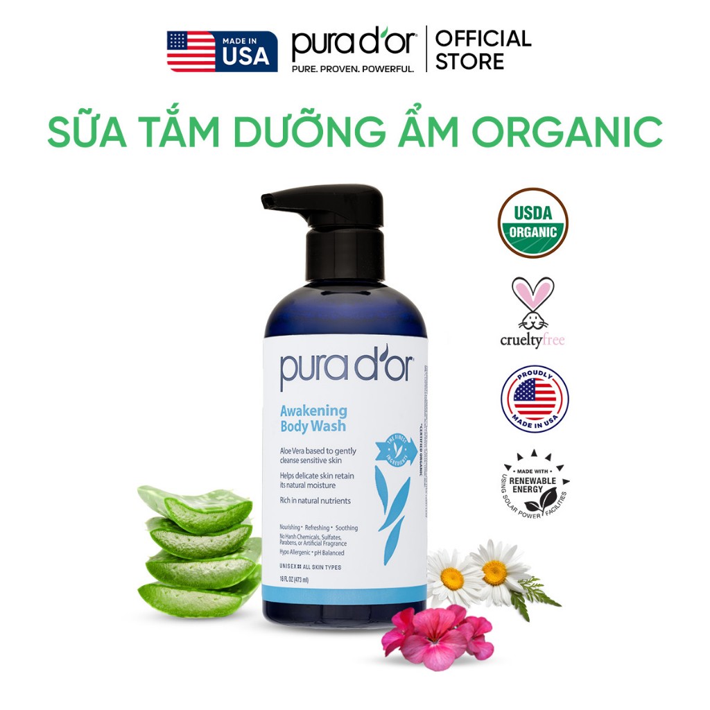 Ảnh Sữa tắm hữu cơ dưỡng ẩm cho mọi loại da Awakening Body Wash Organic 473ml tặng bông tắm 1
