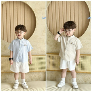 LCB Áo sơ mi cổ tàu linen basic cho bé trai