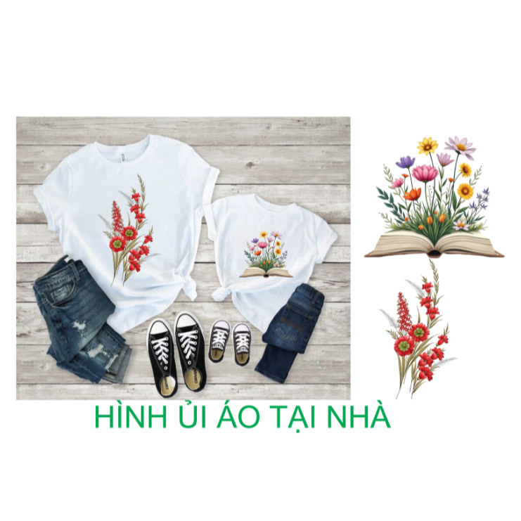 [Hình in pet ủi nhiệt]Hình ủi áo tại nhà bằng bàn là bàn ủi-HÌNH HOA ỦI ÁO-miếng dán DIY trang trí quần áo