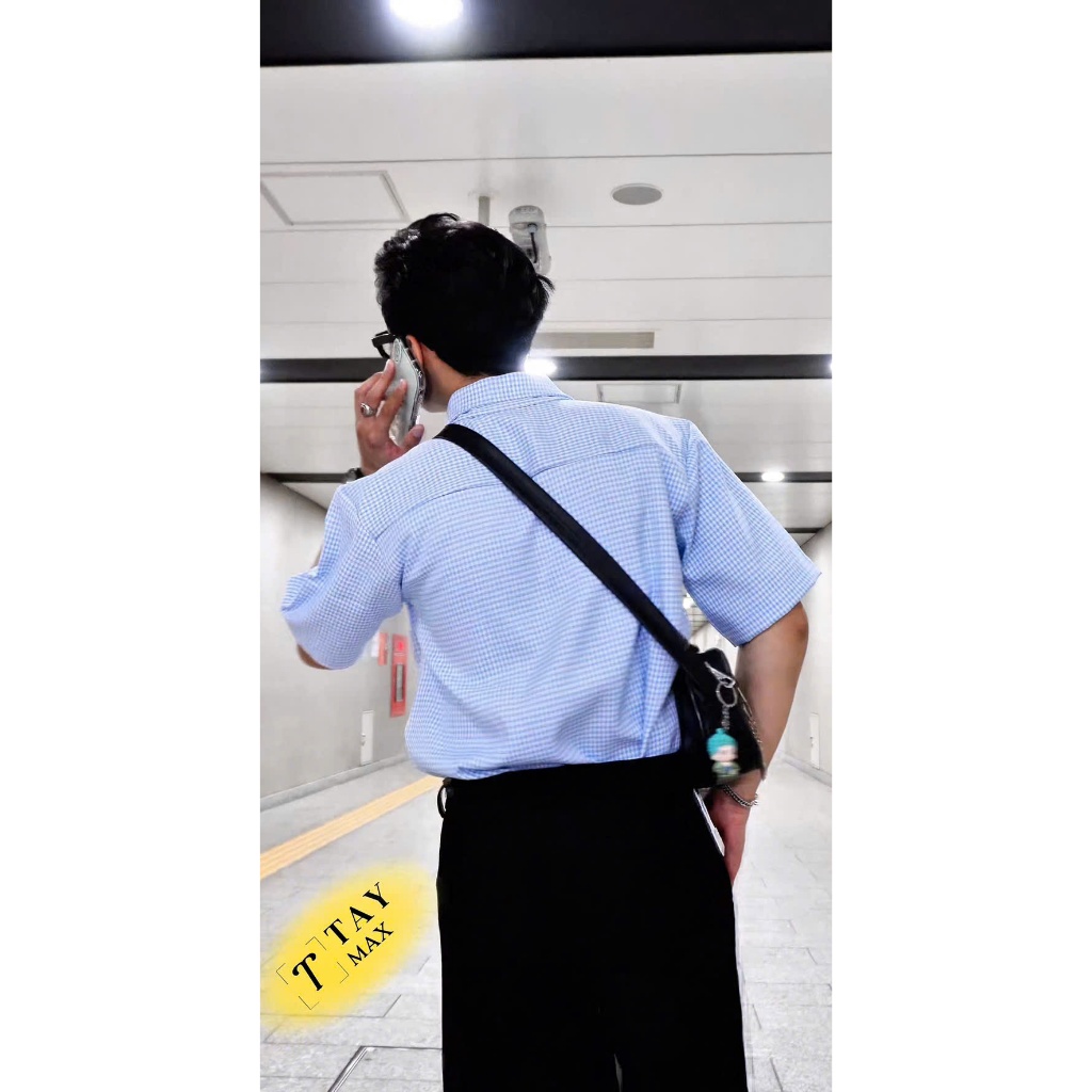 Áo Sơ mi Caro nhuyễn Style Cà vạt HITCH Light Blue ICVCVNI Unisex