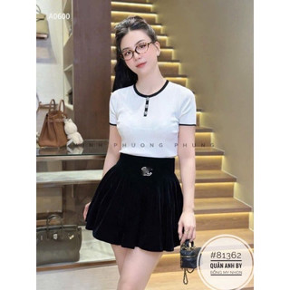 Chân Váy Nhung Xếp Ly Cneoo