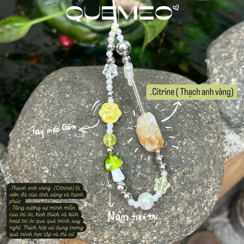 [SỈ] Móc khóa QUEMEO ĐÁ THÔ TỰ NHIÊN handmande / Năng lượng tích cực Thạch anh