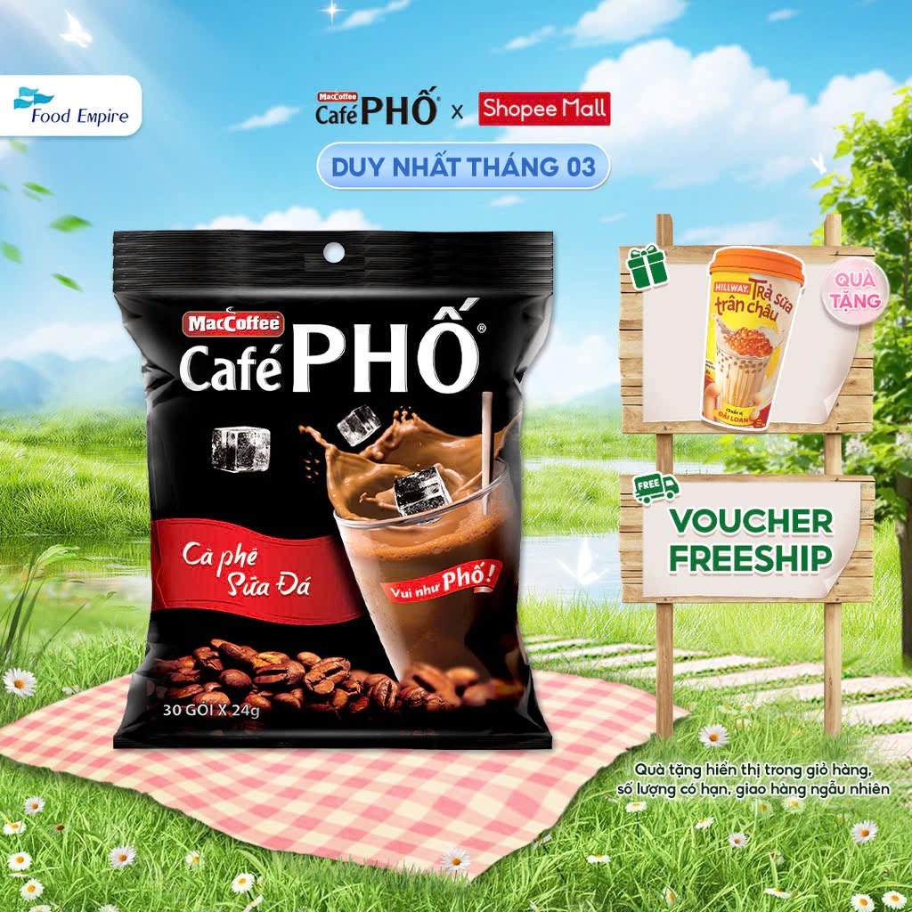 cà phê phố - cà phê sữa đá maccoffee - 10 gói x 24g, cam kết