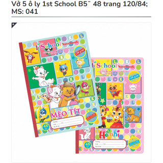 KLONG - Vở học sinh 5 Ô ly 48 trang ♥ 1st School B5 - giấy dày láng mịn 120/84; MS: 041 ♥ Tập, sổ HSSV VPP Tiểu học