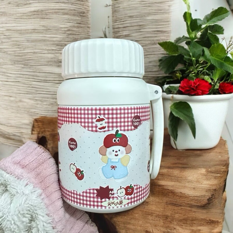 Bình giữ nhiệt thép 316 cấp cao họa tiết mèo xinh dung tích 800ml Nắp vặn chắc chắn có dây cầm tay