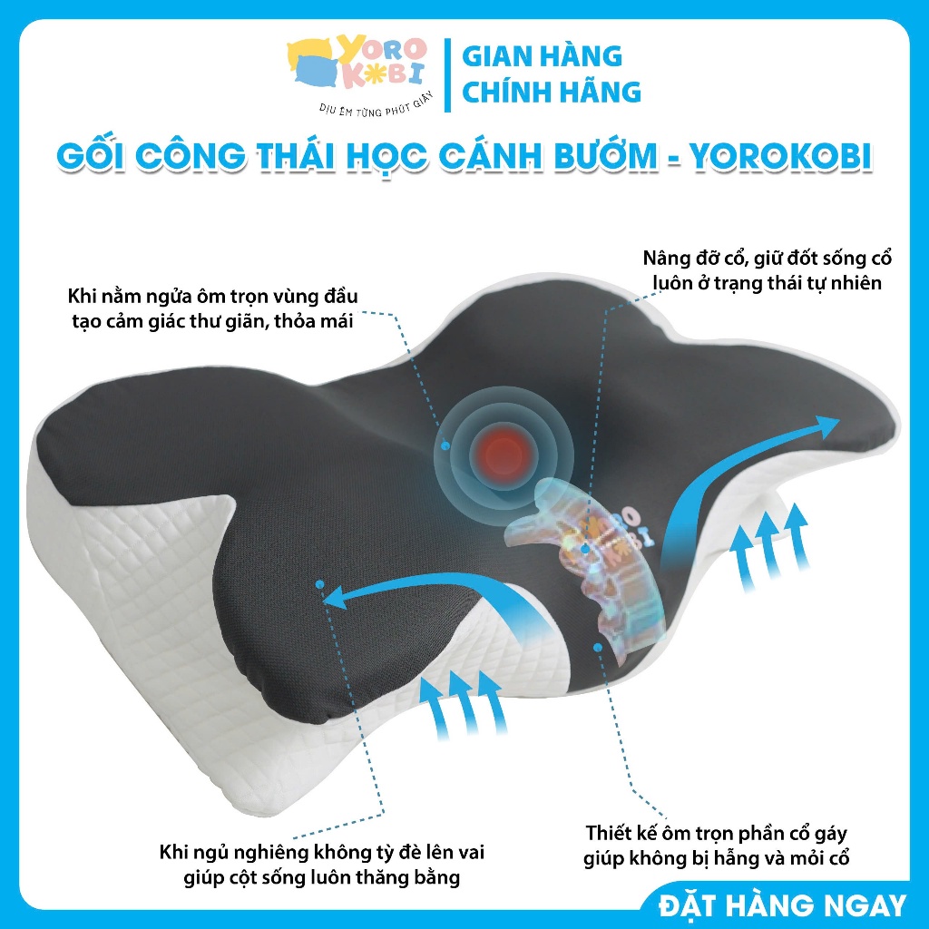 Gối ngủ nhanh công thái học cánh bướm YOROKOBI-CHÍNH HÃNG, giúp ngủ nhanh ngủ sâu giấc, chống ngáy