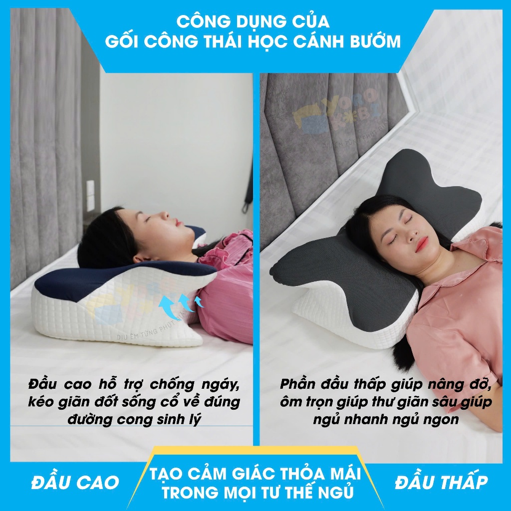 Gối ngủ nhanh công thái học cánh bướm YOROKOBI-CHÍNH HÃNG, giúp ngủ nhanh ngủ sâu giấc, chống ngáy