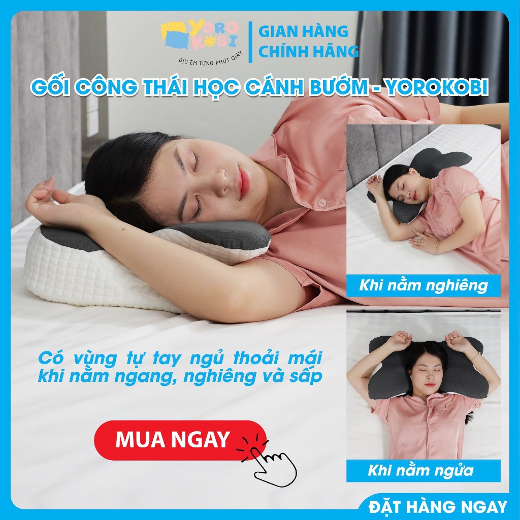 Gối ngủ nhanh công thái học cánh bướm YOROKOBI-CHÍNH HÃNG, giúp ngủ nhanh ngủ sâu giấc, chống ngáy