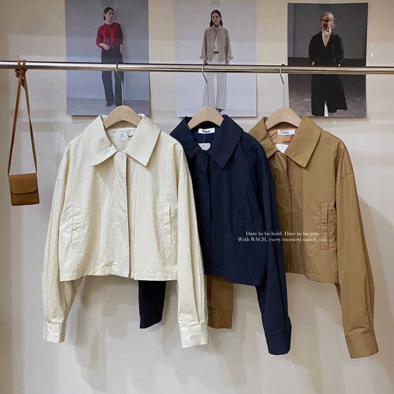 [RÁCH STORE] Áo Khoác Crop - 005 - Cổ Bẻ - Đô Giữa | Shopee Việt Nam