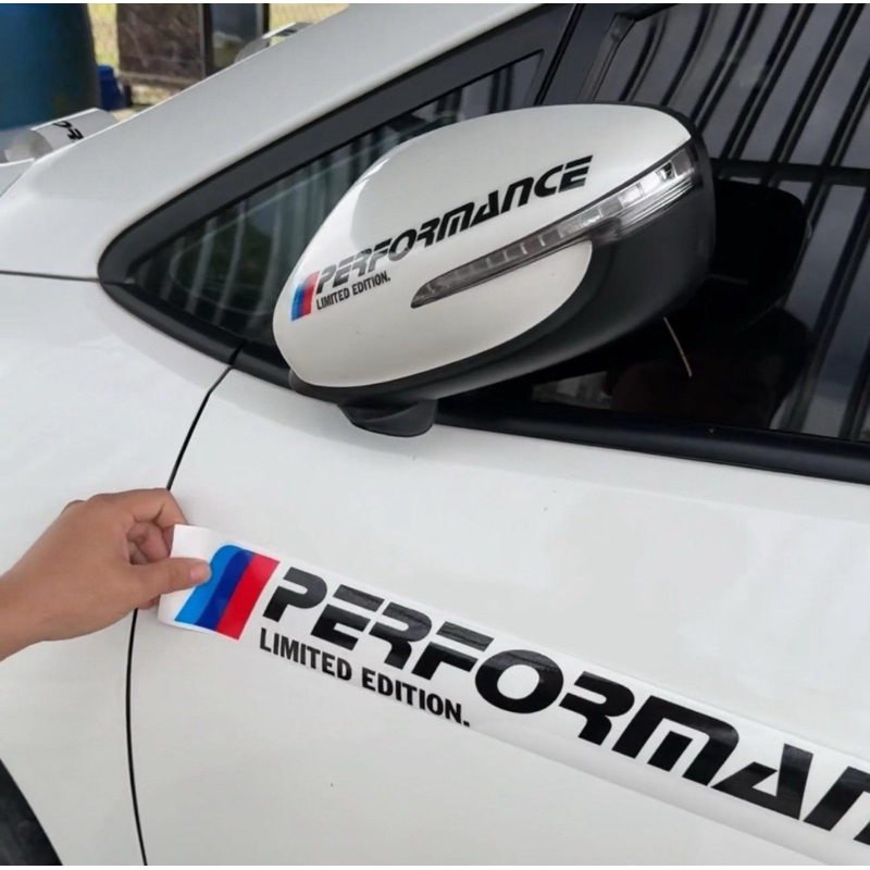 combo 4 tem chữ performance dán cánh cửa và kính chiếu hậu ô tô, decal ...