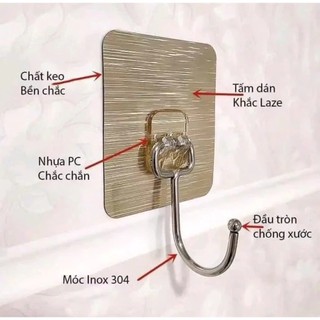 Móc dán đơn, móc dán tường inox siêu dính hàng đẹp
