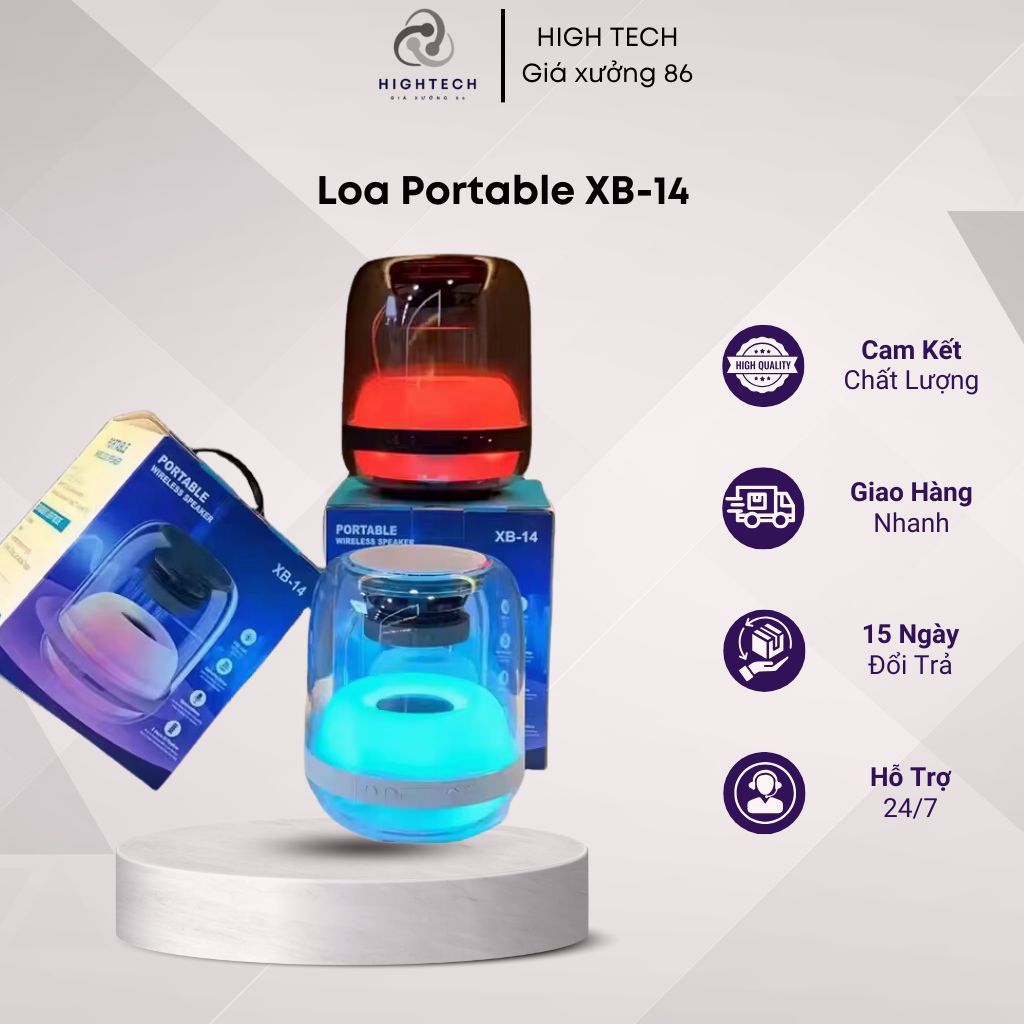 Loa bluetooth XB14 Portable công suất 10W, loa mini không dây đèn full ...