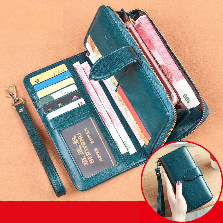 Ví nữ da bò, vi nữ dài cầm tay, bóp nữ cao cấp chính hãng BANYANU BYN-8133 có hộp đựng làm quà tặng sang trọng trẻ trung