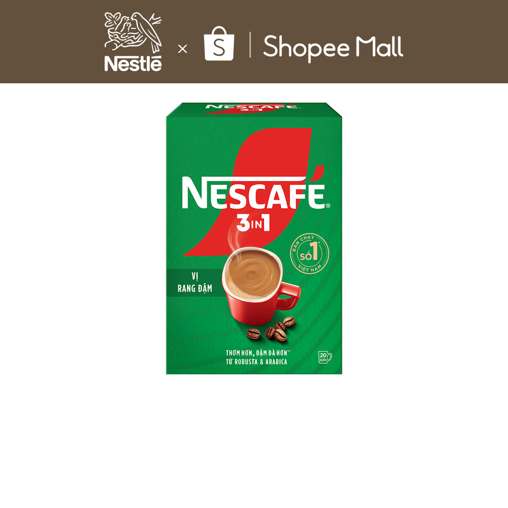 NESCAFE 3IN1 Công thức cải tiến - VỊ RANG ĐẬM (Hộp 20 gói x 16g)