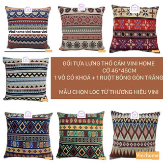 gối tựa lưng thổ cẩm 45*45, gối tựa lưng sofa, gối tựa vuông, gối tựa ghế văn phòng