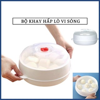 Bộ Khay Hấp Lò Vi Sóng 5625 Chịu Nhiệt Tốt, Khay Hấp Thức Ăn, Xửng Hấp Đồ Ăn Bằng Nhựa Việt Nhật