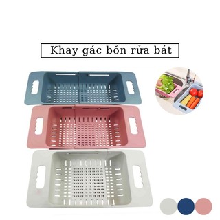 Khay, rổ gác bồn rửa chén bát Việt Nhật thông minh gấp gọn, điều chỉnh kích thước gài tiện lợi 5613