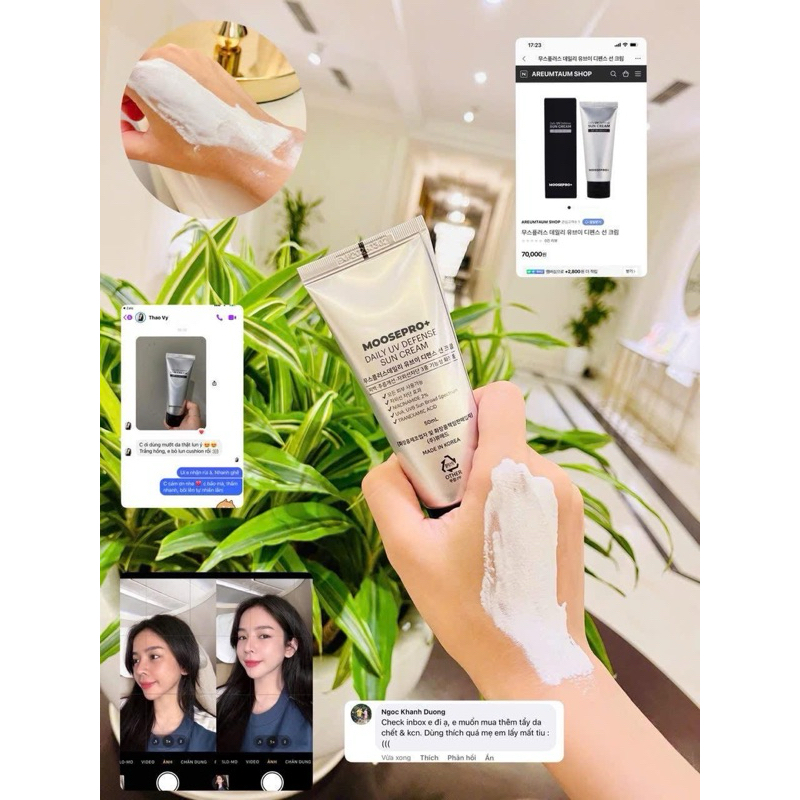 Kem chống nắng Moosepro+ DAILY UV DEFENSE SUN CREAM 50ml Hàn Quốc hạn 2028 (thay kem chống nắng Moose) IS284