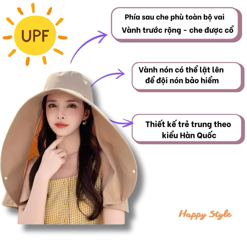 MŨ CHỐNG NẮNG TIA UV GẤP GỌN TRIỆU LỘ TƯ PHỦ VAI