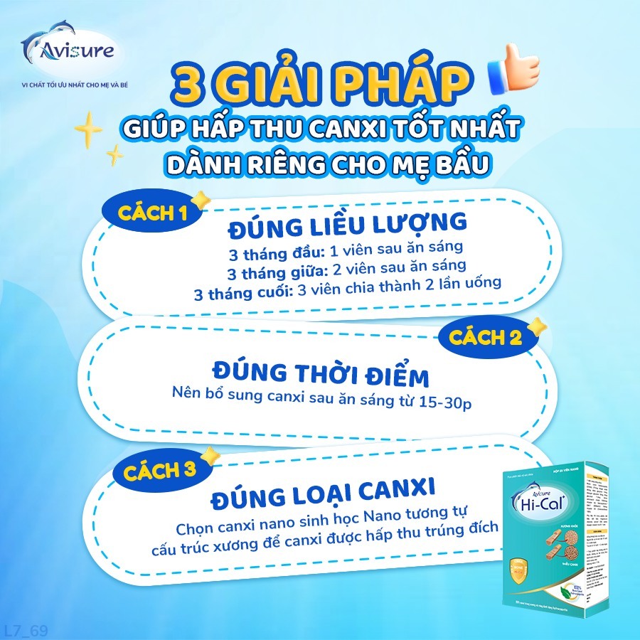Ảnh Canxi Avisure Hical bổ sung canxi và D3 cho bà bầu và sau sinh, Date xa 3