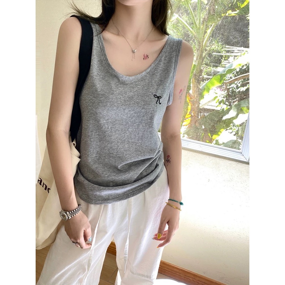 Áo thun ba lỗ nữ, sát nách nữ in hình Nơ nhỏ xinh xắn JULY FASHION, Áo thun nữ mùa hè chất Cotton xượt mềm mát