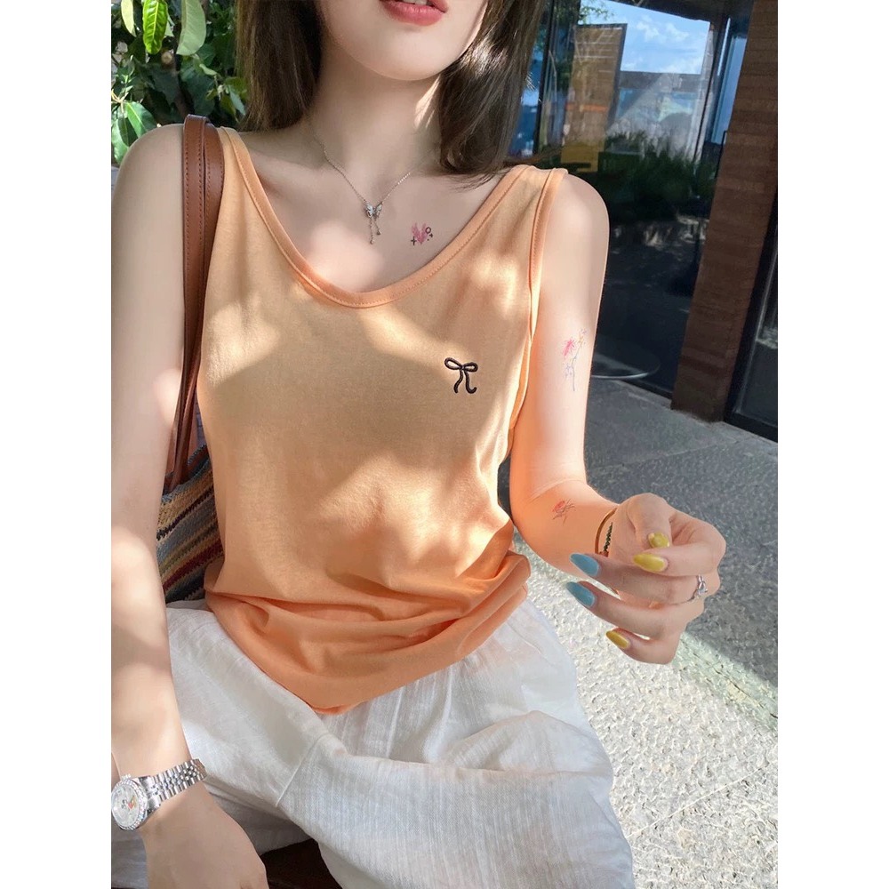Áo thun ba lỗ nữ, sát nách nữ in hình Nơ nhỏ xinh xắn JULY FASHION, Áo thun nữ mùa hè chất Cotton xượt mềm mát