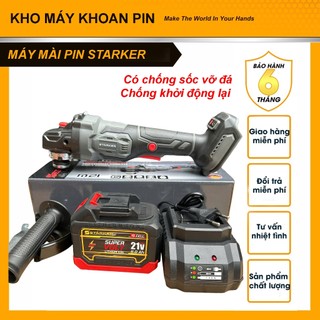 Máy mài dùng pin Starker CÓ CHỐNG SỐC ĐÁ động cơ lõi đồng không chổi than, tem dập nổi, chân pin phổ thông