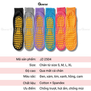 Combo 5 đôi tất có đệm cao su chống té ngã GOMTAT, vớ chống trơn cho bé và mẹ bầu êm chân - JZ-2504