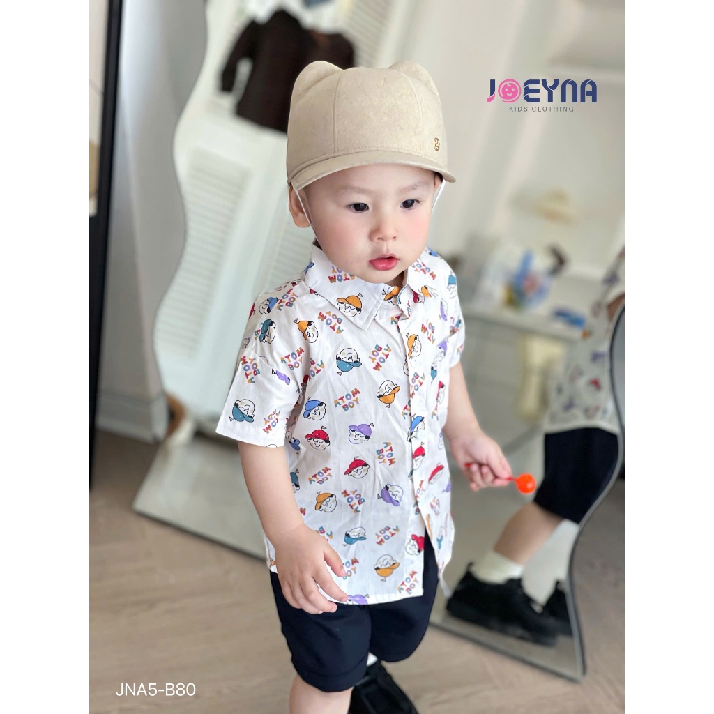 Set bộ sơ mi cộc Joeyna B80 atom boy cho bé