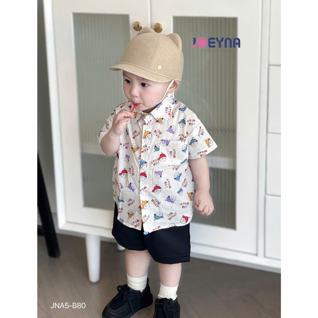 Set bộ sơ mi cộc Joeyna B80 atom boy cho bé