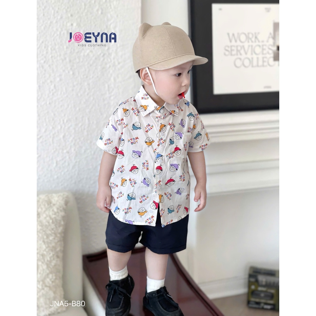 Set bộ sơ mi cộc Joeyna B80 atom boy cho bé