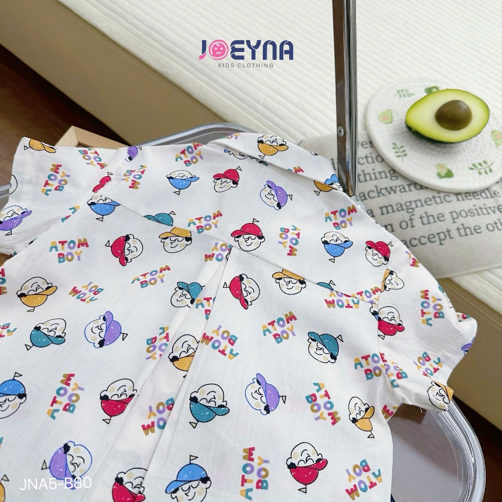 Set bộ sơ mi cộc Joeyna B80 atom boy cho bé