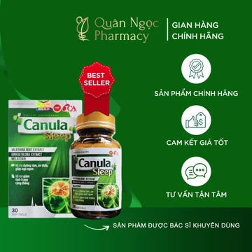 Viên uống ngủ ngon, CANULA SLEEP, hỗ trợ sức khỏe, dưỡng tâm an thần, giảm căng thẳng, stress (Hộp 30 viên)